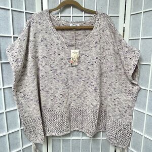 NWT! Johnny Was Speckled Cream and Purple Sweater